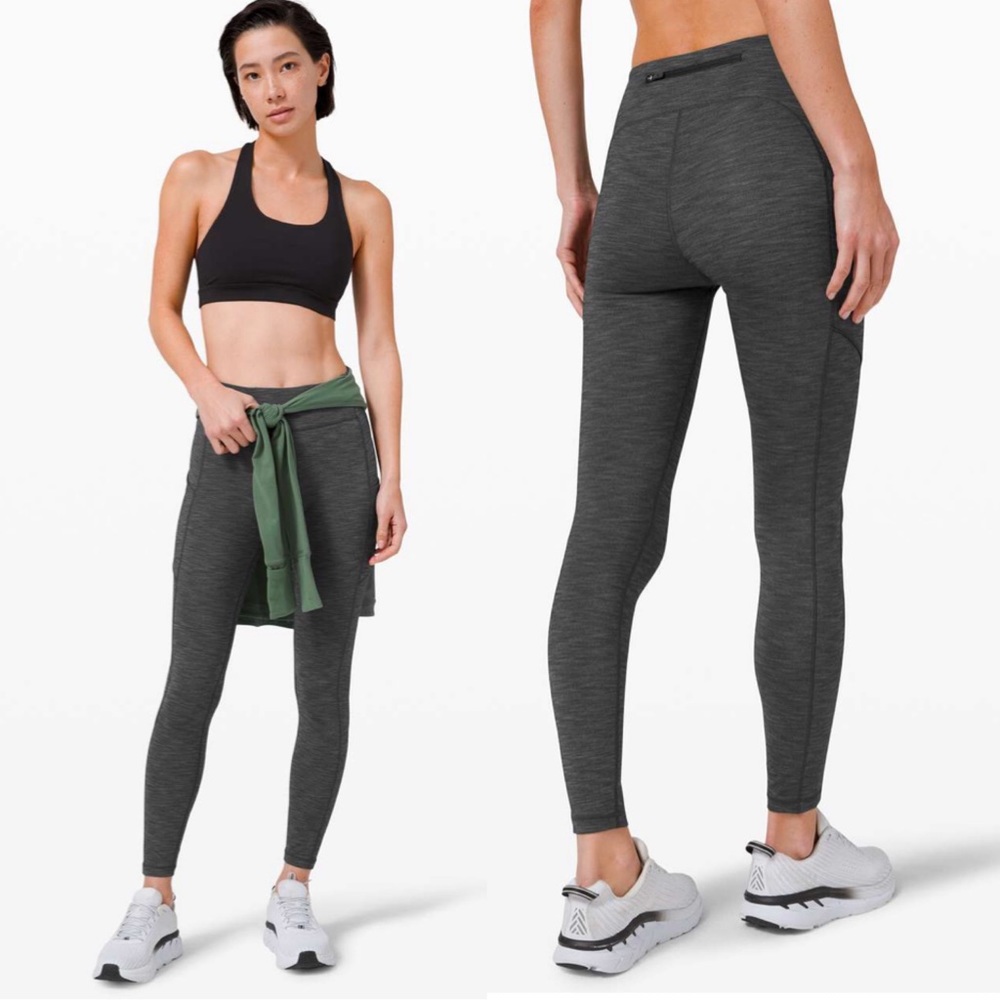 Lululemon Speed Up Tight 28” Heathered Black Full On Luxtreme Size 4